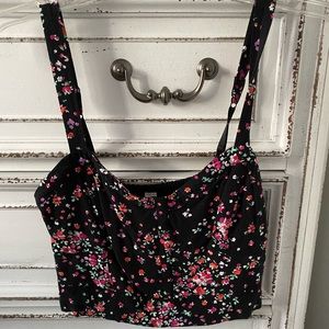 Black Floral Crop Top